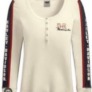 Harley-Davidson Ivory Henley with Red and Black Stripes
